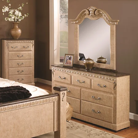 7 Drawer Dresser & Decorative Mirror